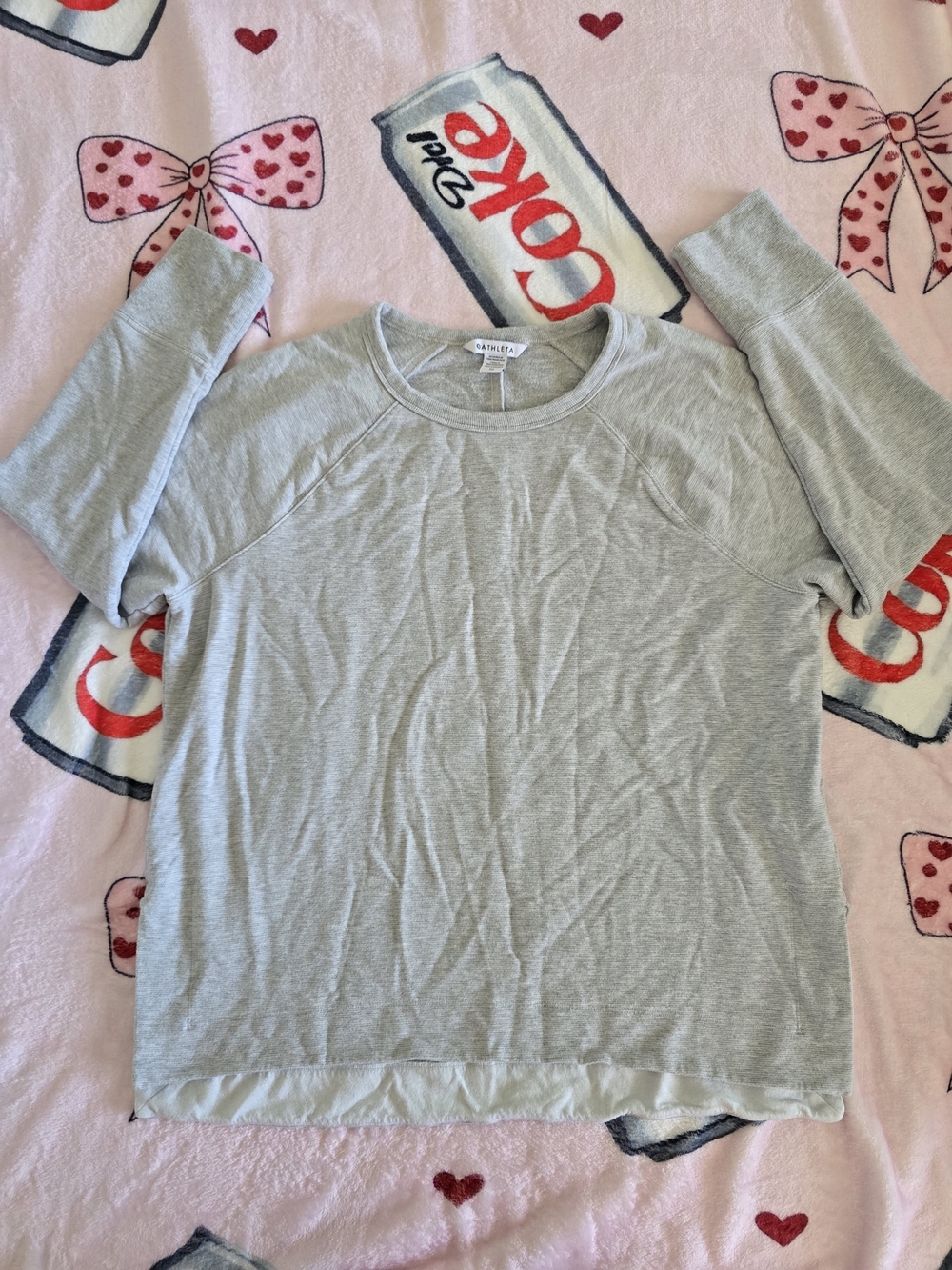 Athleta Light Heather Gray Raglan Pullover Sweatshirt